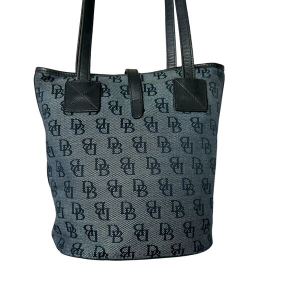 Dooney & Bourke Blue Canvas Bucket Bag Shoulder Handbag Leather Monogram - Picture 5 of 15